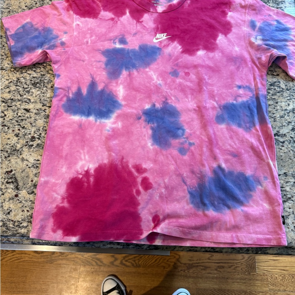 Nike Short Sleeve Tie-Dye Tee - Pink and Blue
